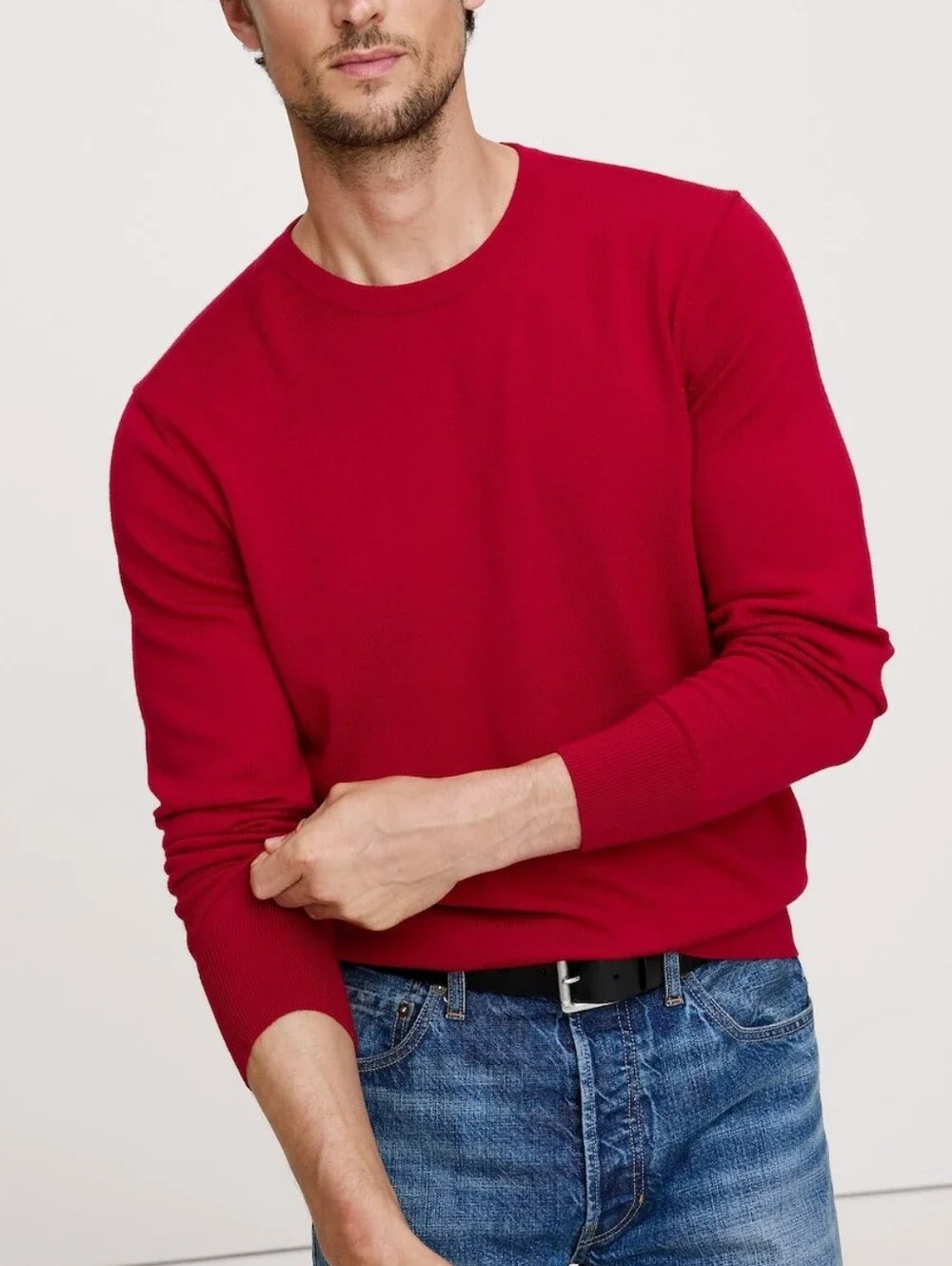 Banana Republic Men’s M Red Extra Fine Merino Wool V-Neck Sweater CC